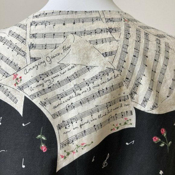 Novelty Musical Notes Vest Music Teacher Piano Amazing Grace Song Floral Roses - Picture 5 of 12